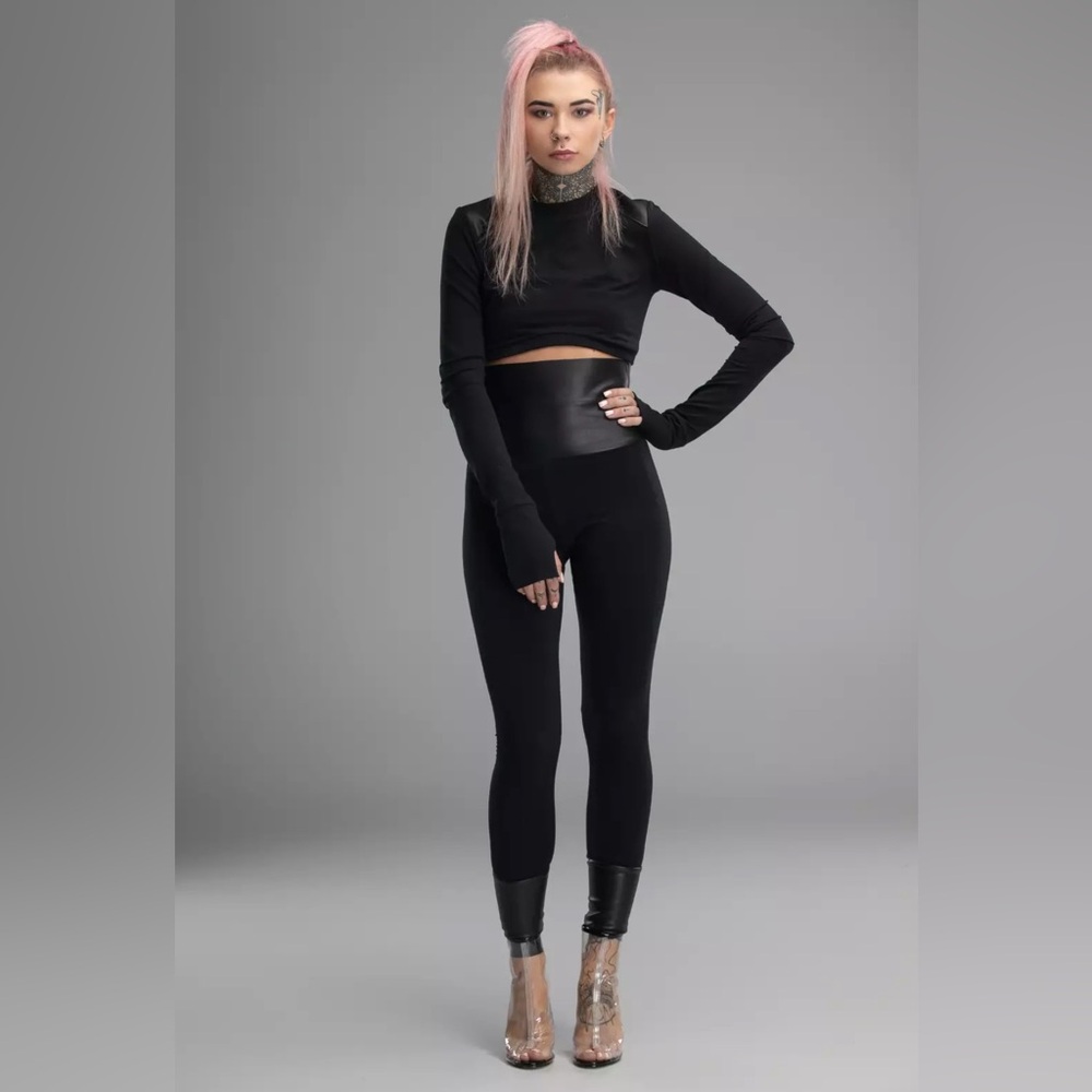 MDNT:45 Women's NWT High Waist Corset Leggings Eco Leather (Black) Small *RARE*